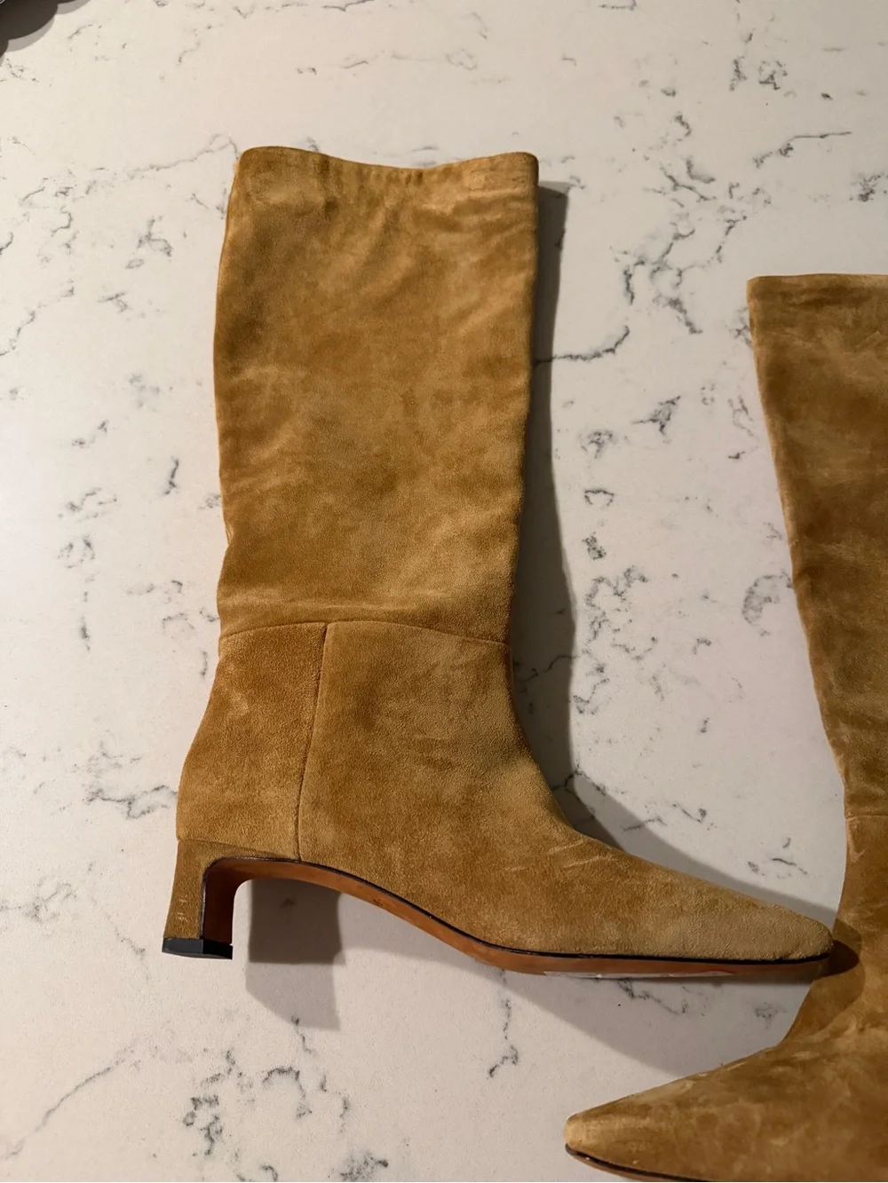 Vince Harlan Tall Suede Boot, Tan light brown Sahara modern minimalist trendy